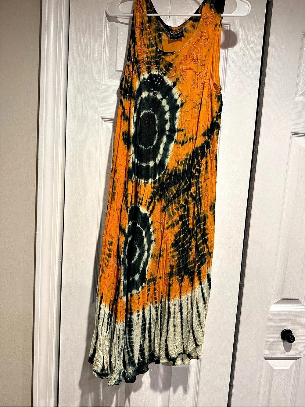 Rima Maxi Dress in Orange & Black Like New